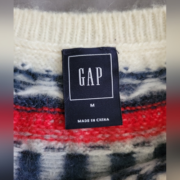 GAP | Ivory/Multicolor Fair Isle Mohair Wool Blend Pullover Knit Sweater - Picture 4 of 10